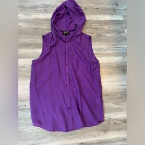 Vintage Stunc Silks  Purple Silk Blouse With Hood Size Small